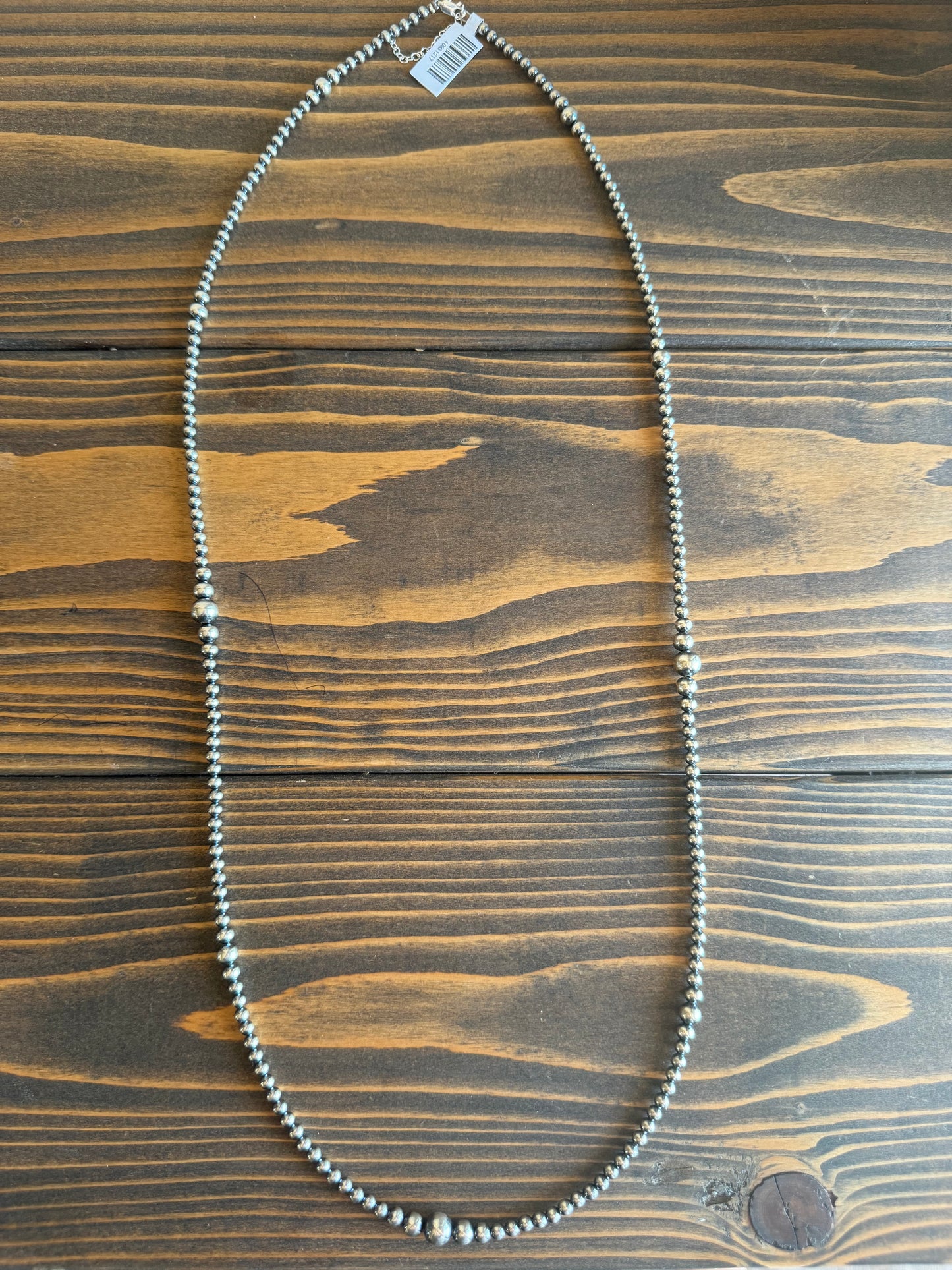 35 Inch Graduated Sterling Silver pearl necklace