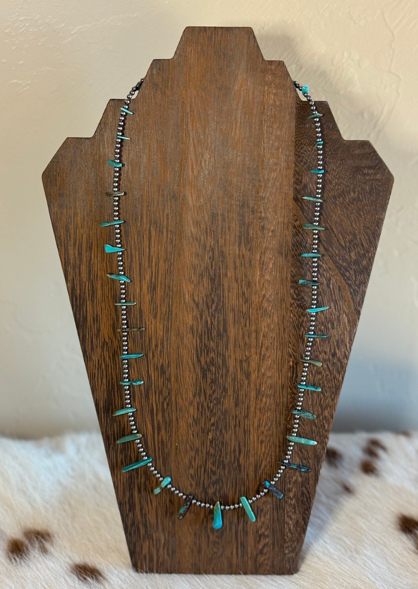 24 Inch Sterling silver Pearls with Turquoise