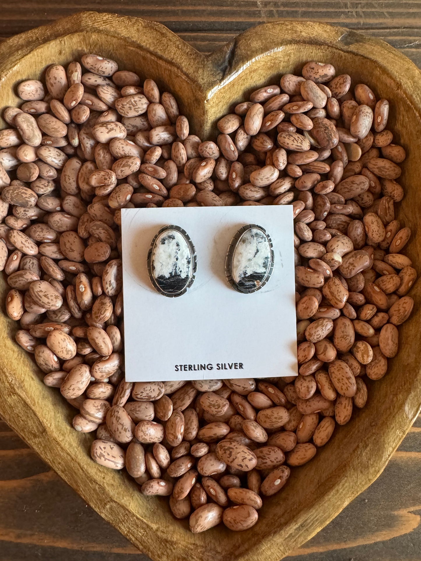 White buffalo stud earrings