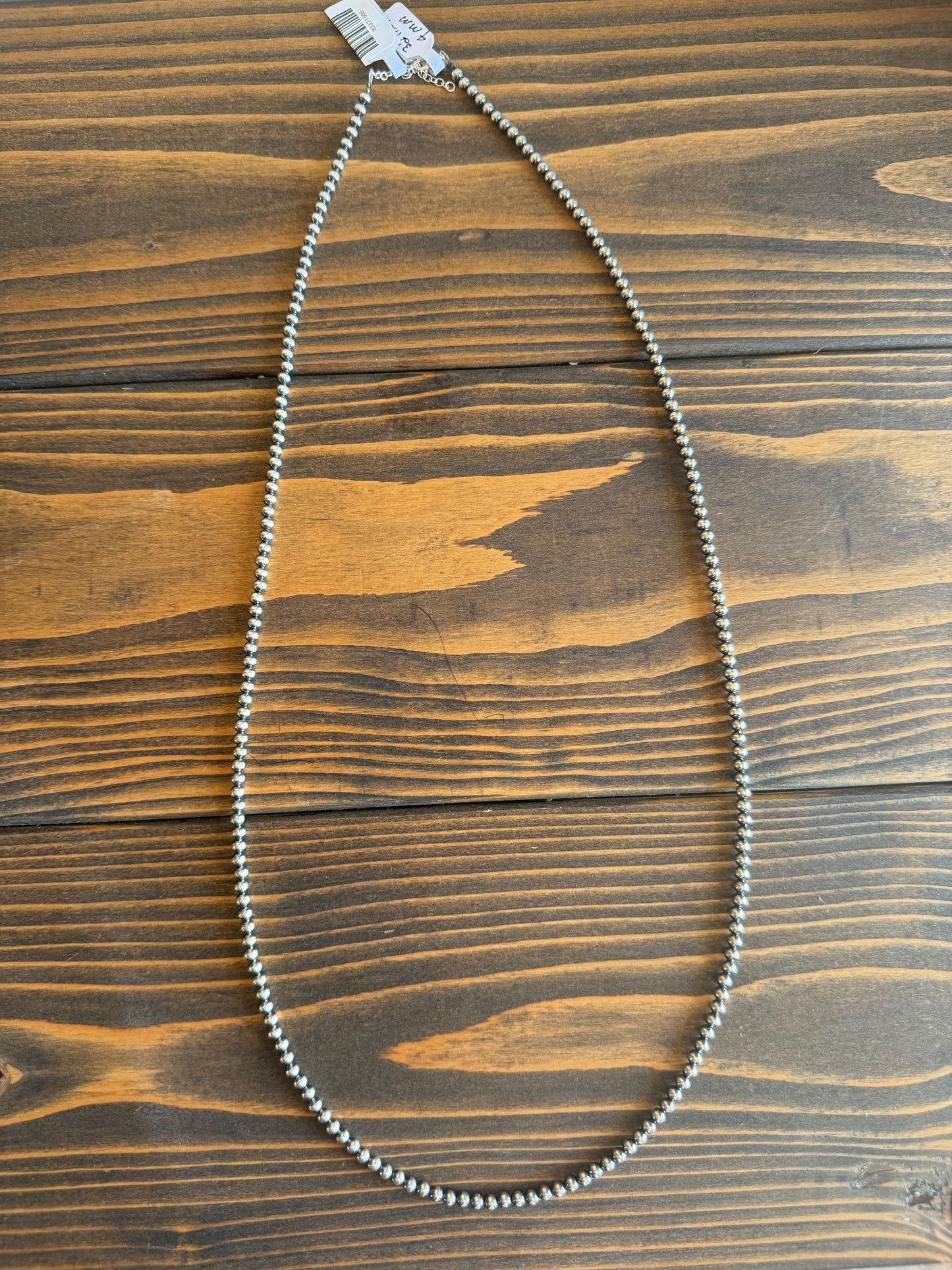 32 Inch 4mm Sterling Silver pearl necklace