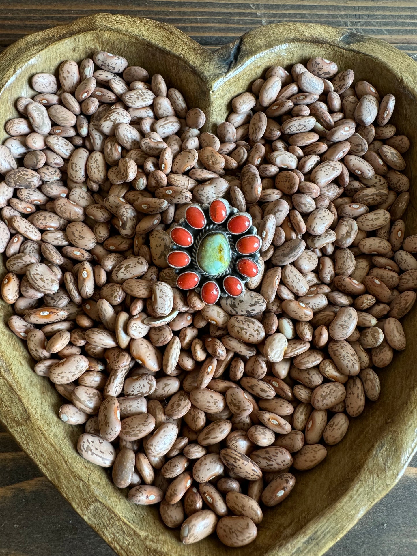 Coral and palomino adjustable ring