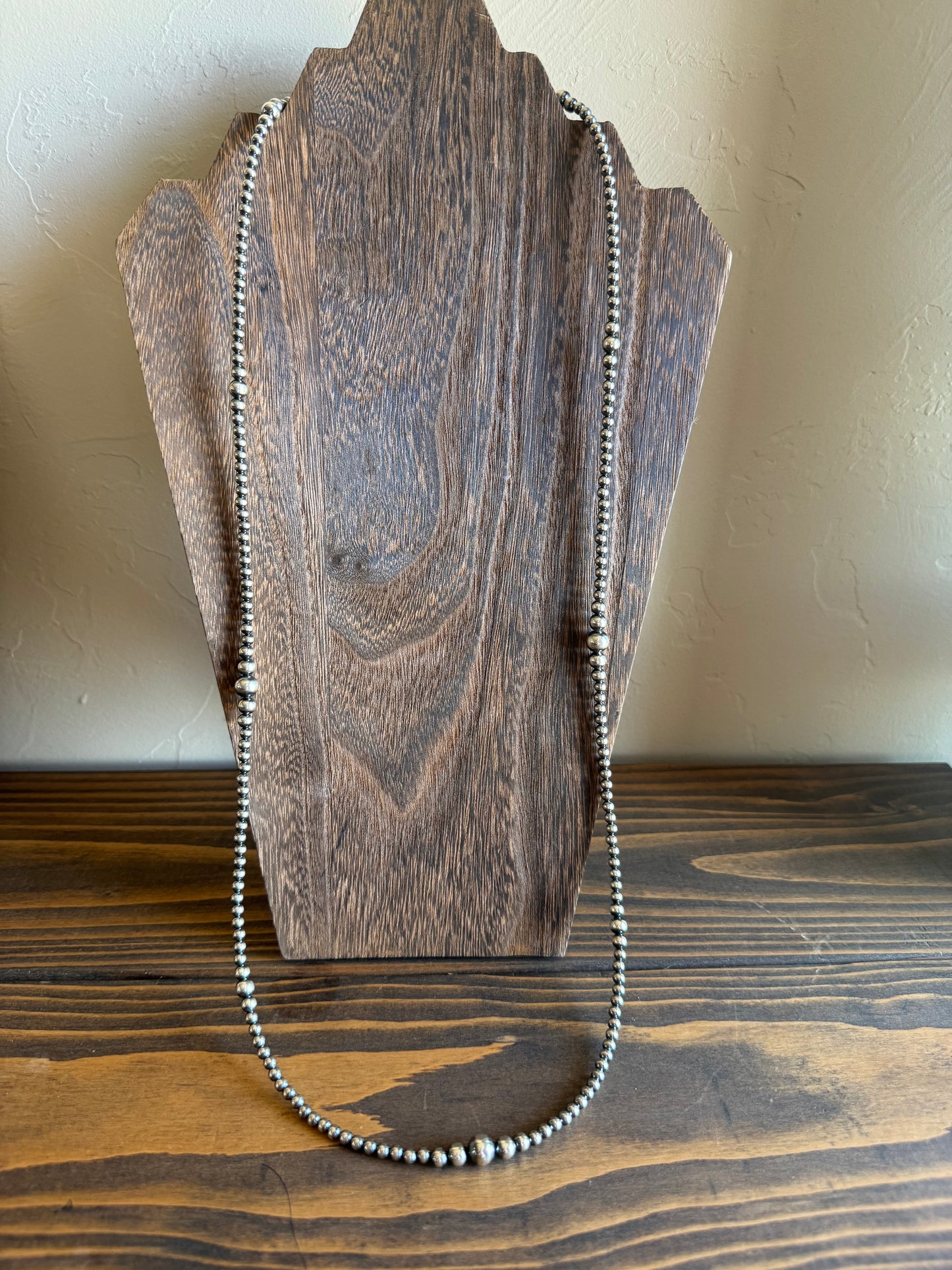 35 Inch Graduated Sterling Silver pearl necklace