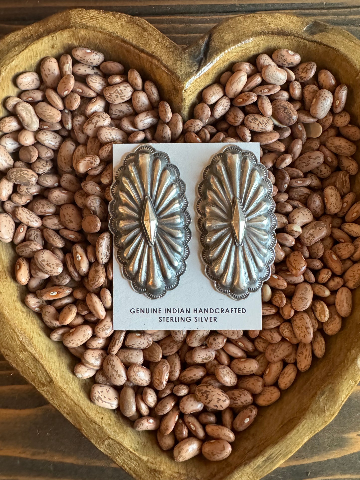 Large Sterling silver concho earrings