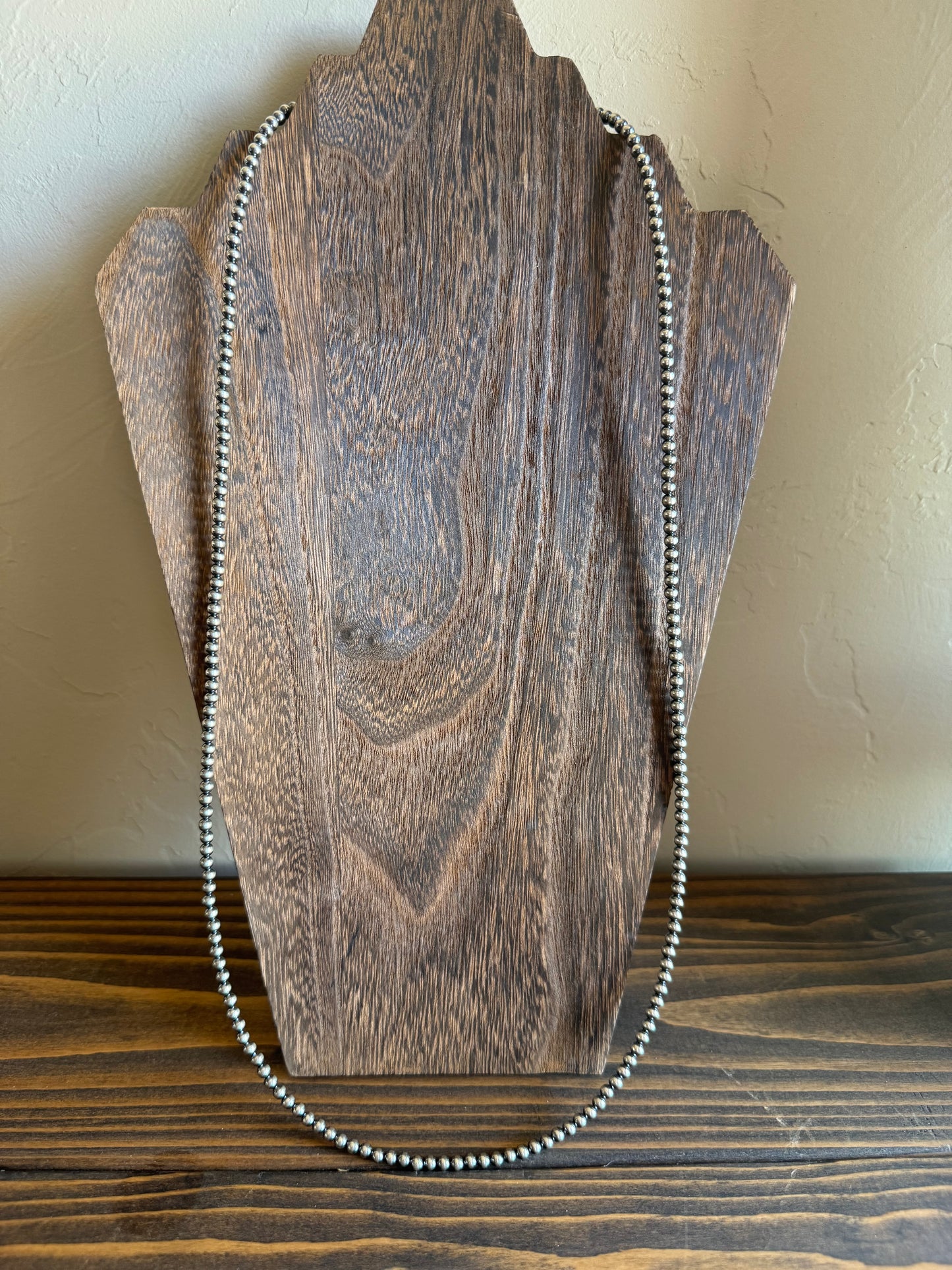 32 Inch 4mm Sterling Silver pearl necklace