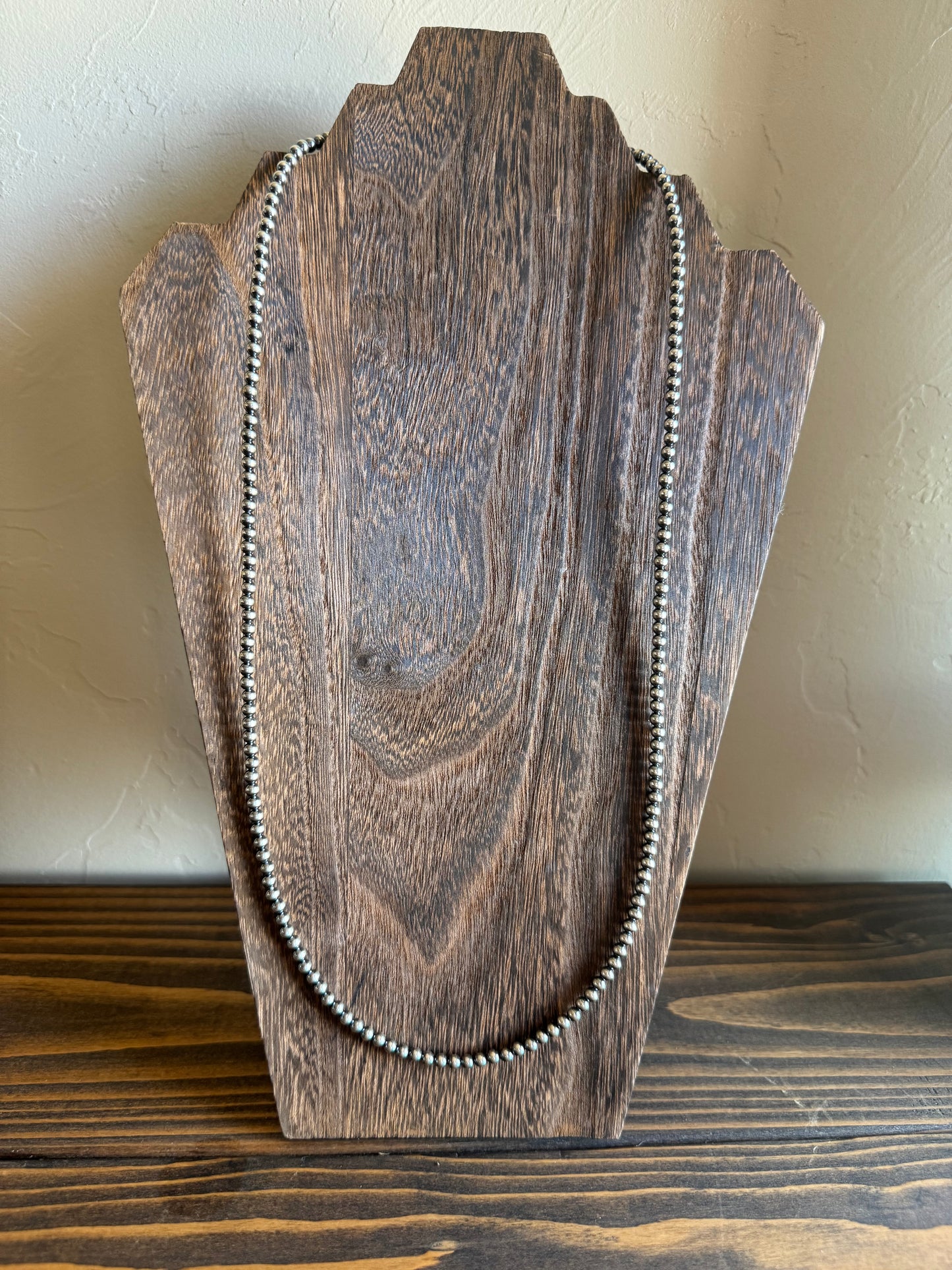 28 Inch 4mm Sterling silver pearl necklace