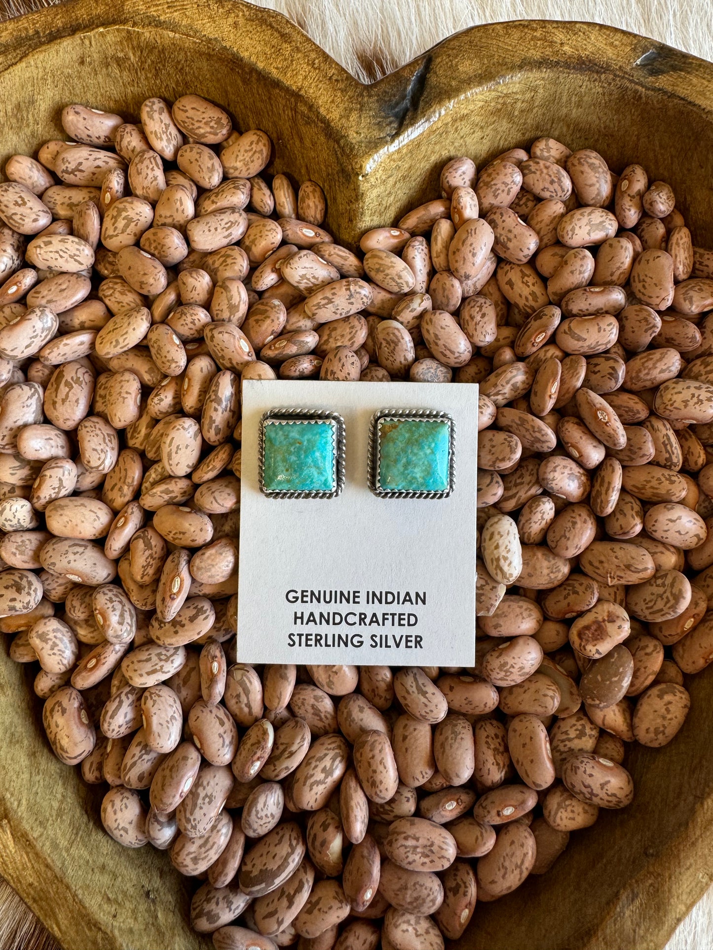 Virginia Becent (Navajo) Kingman Turquoise earrings